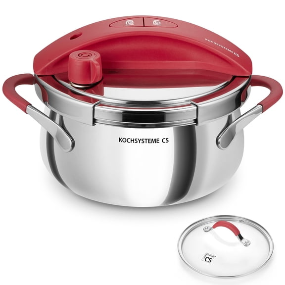 UWMDHRC Small Pressure Cooker Stainless Steel 3.2 Quart, Olla de Presion, 18/10 Stainless Steel Pressure Cooker with Glass Lid, One-Hand Locking, Stovetop Pressure Cooker, Induction Compatible