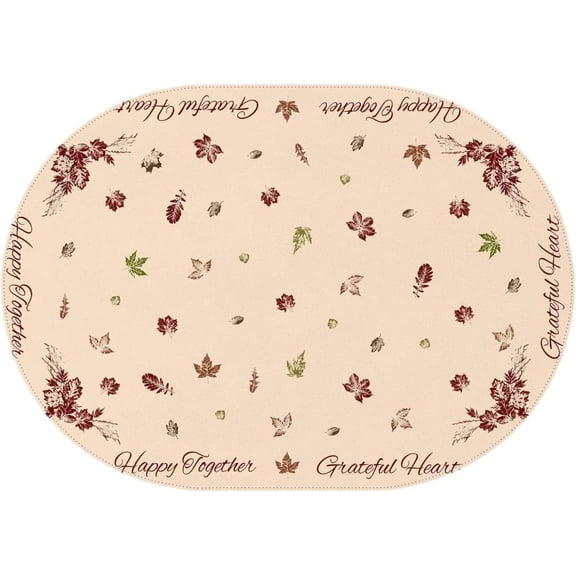 UWNRBG Fall Tablecloth Oval Waterproof 60” x 102” Autumn Thanksgiving Decor Pumpkin Leaves