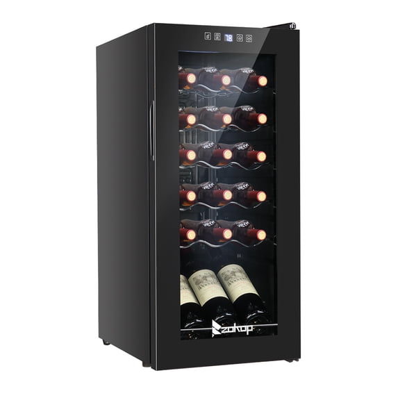 UWR-Nite 18 Bottle Wine Fridge, Freestanding Compressor Wine Cooler Refrigerator, Beverage Wine Chiller with Digital Temperature Control & Double-layer Glass Door