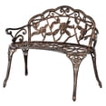 thumbnail image 1 of UWR-Nite 38.5" Patio Park Garden Outdoor Metal Rose Bench, Cast Iron Frame Antique Finish Chair, Accented Lawn Front Porch Path Yard Decor Deck Furniture for 2 Person Seat, 1 of 7