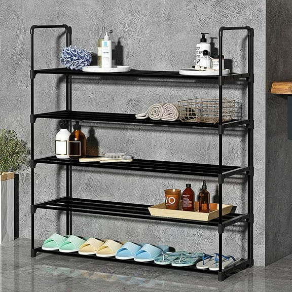 UWR-Nite 5-Tier Shoe Rack DIY Shoe Rack Tower Metal Storage Rack 25 Pairs Shoes Organizer Stackable Shoe Shelves Metal Shoe Stand for Entryway Closet