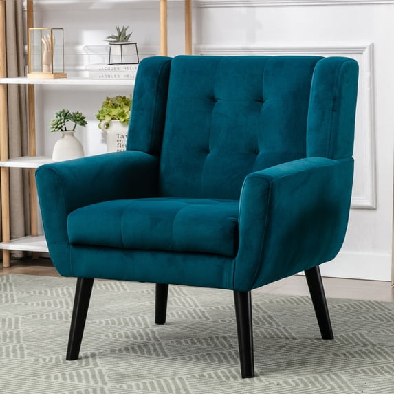 UWR-Nite Accent Chair, Upholstered Button Tufted Armchair, Velvet Sofa Chairs for Bedroom, Living Room, Mid Century Modern Comfy Reading Chair