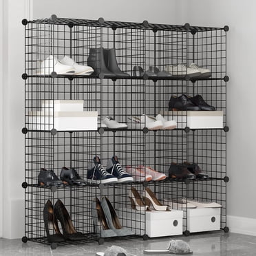 Segawe 12-Cube Wire Storage Shelves, DIY Closet Organizer, 36.6" X 48" X 12", Black