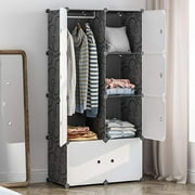 UWR-Nite Cube Storage Organizer, 8- Cube DIY Plastic Closet Cabinet, Modular Book Shelf Organizer Units, Storage Shelving Ideal for Bedroom Living Room Office with Doors