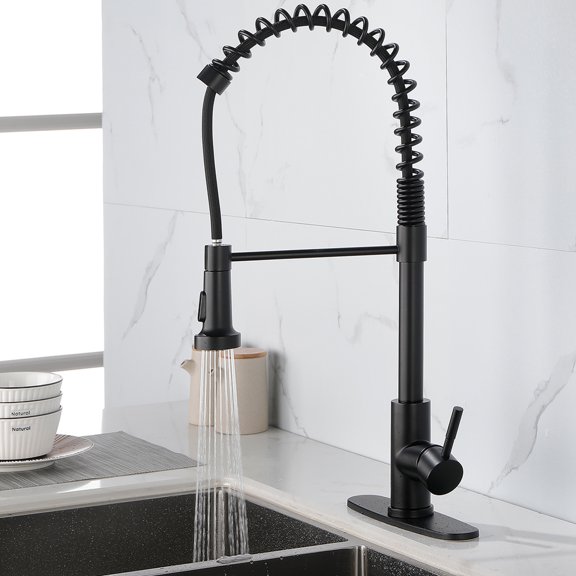 UWR-Nite Kitchen Faucet with Pull Down Sprayer, Stainless Steel Single Handle Pull Out Spring Sink Faucets 1 Hole Or 3 Hole Dual Function for Farmhouse Camper Laundry Utility