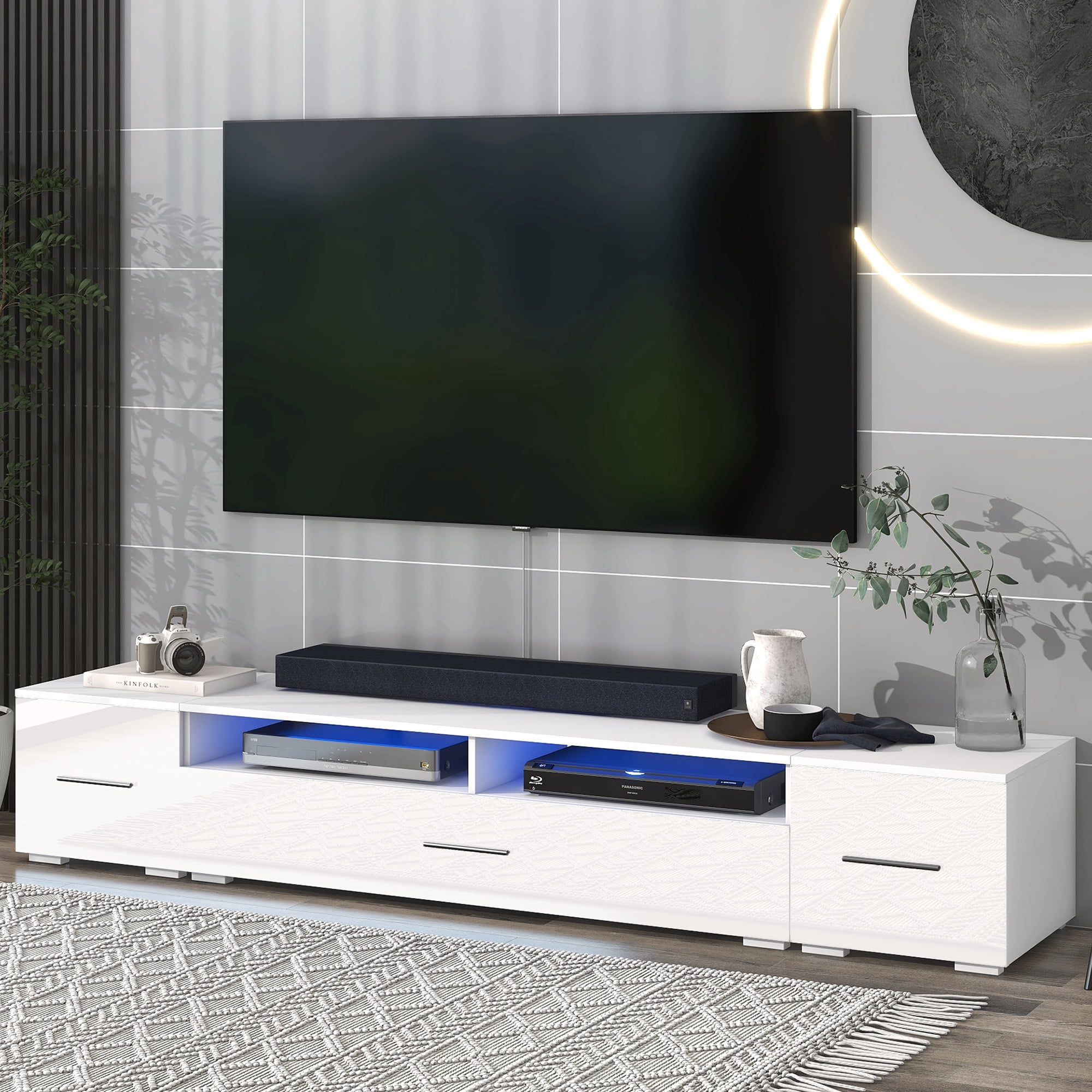 UWR-Nite Modern TV Stand with Color Changing LED Lights, Extended ...