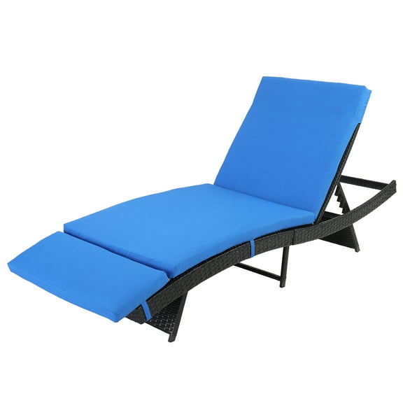 UWR-Nite Patio Chaise Lounge Chair, Outdoor Reclining Chaise with Adjustable Backrest, PE Rattan Steel Frame Pool Lounge Chair