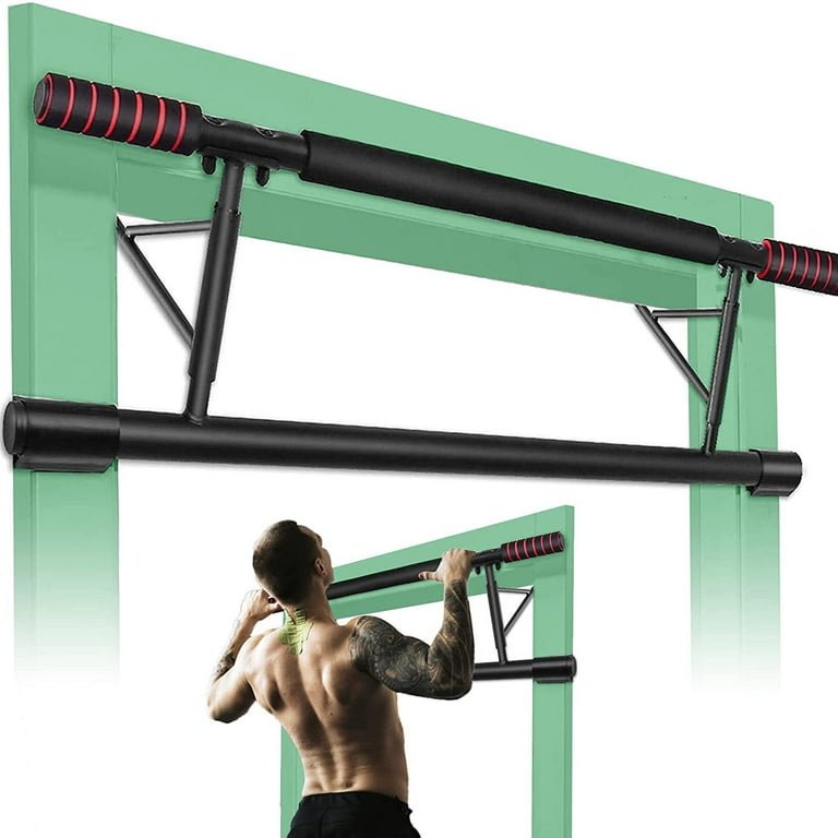 HealthKNOCKS Portable PULL UP BAR | NO SCREW Doorway Crossgrip Pull Up Bar | Adjustable Door Frame Pull Up Bar Handles For Work From Home Fitness | 250lbs Capacity