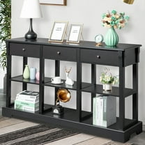 UWR-Nite Retro Console Table Sofa Table with 3 Drawers and Storage Shelf, Wooden Sideboard Side Table for Living Room Bedroom