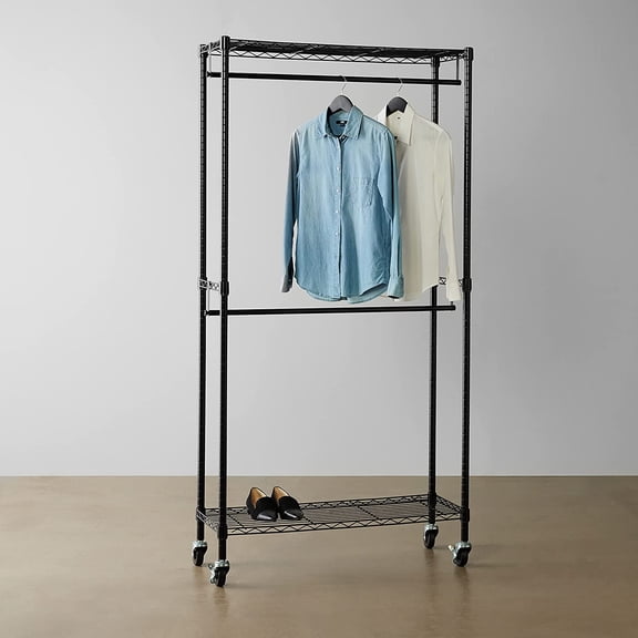UWR-Nite Rolling Metal Pipe Commercial Grade Clothing Rack on Wheels Design Garment Rack with Hanging Rod, Heavy Duty Rolling Coat Closet Organizer Rack for Hanging Clothes