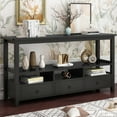thumbnail image 1 of UWR-Nite Rustic Console Table, 58" Long Table Sofa with 3 Drawer and Three Intermediate Compartments, Double-Storey Tabletop, for Living Room, Entryway, 1 of 6