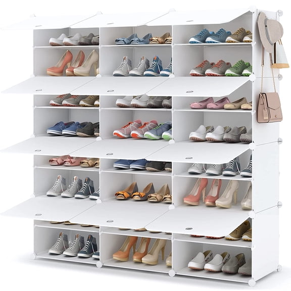 UWR-Nite Shoe Rack, 8 Tier Shoe Storage Cabinet 48 Pair Plastic Shoe Shelves Organizer for Closet Hallway Bedroom Entryway
