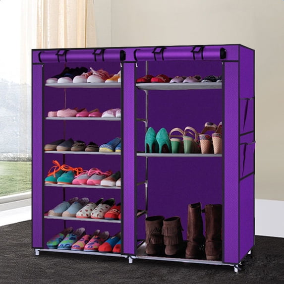 UWR-Nite Shoe Rack Portable Free Standing Shoe Organizer, 27 Pairs Portable Double Row, Place Shoes, Boots, Shoe Boxs with Dustproof Cover