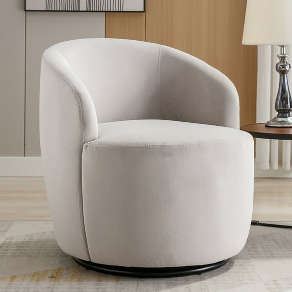 UWR-Nite Swivel Barrel Chair, Swivel Chairs for Living Room, Accent Round 360° Swivel Club Chairs, Upholstered Velvet Modern Arm Chairs for Nursery, Bedroom, Office, Hotel