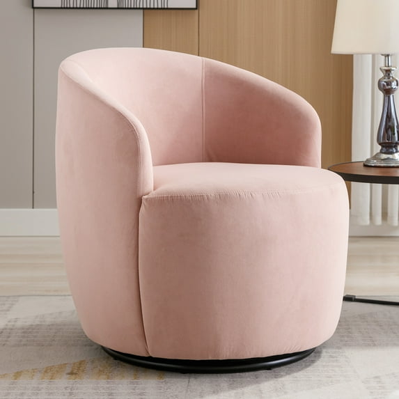UWR-Nite Swivel Barrel Chair, Swivel Chairs for Living Room, Accent Round 360° Swivel Club Chairs, Upholstered Velvet Modern Arm Chairs for Nursery, Bedroom, Office, Hotel