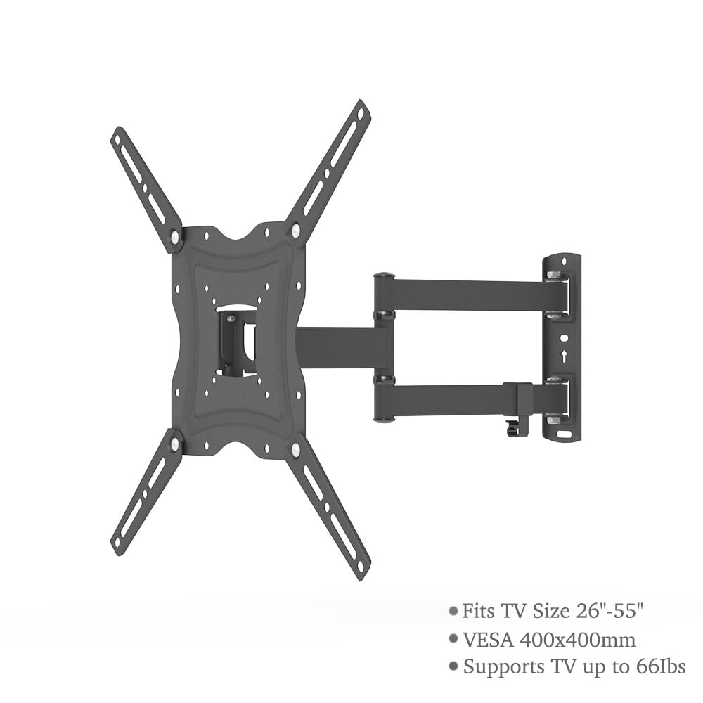 UWR-Nite TV Mount for Most 26-55 Inch TVs, Full Motion TV Wall Mount with Perfect Center Design on Single Stud Articulating Mount Max VESA 400x400mm up to 66 LBS