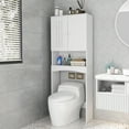 thumbnail image 1 of UWR-Nite Over The Toilet Storage Cabinet, Double Door Bathroom Storage Organizer, Bathroom Shelf Over Toilet, Toilet Rack with Inner Shelf and Open Storage Shelf, 1 of 6