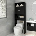 thumbnail image 1 of UWR-Nite Over The Toilet Storage Cabinet, Double Door Bathroom Storage Organizer, Bathroom Shelf Over Toilet, Toilet Rack with Inner Shelf and Open Storage Shelf, 1 of 5