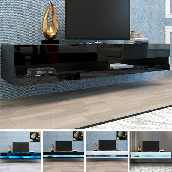 UWR-Nite Wall Mounted Floating TV Stand for TVs up to 80" with LED Lights