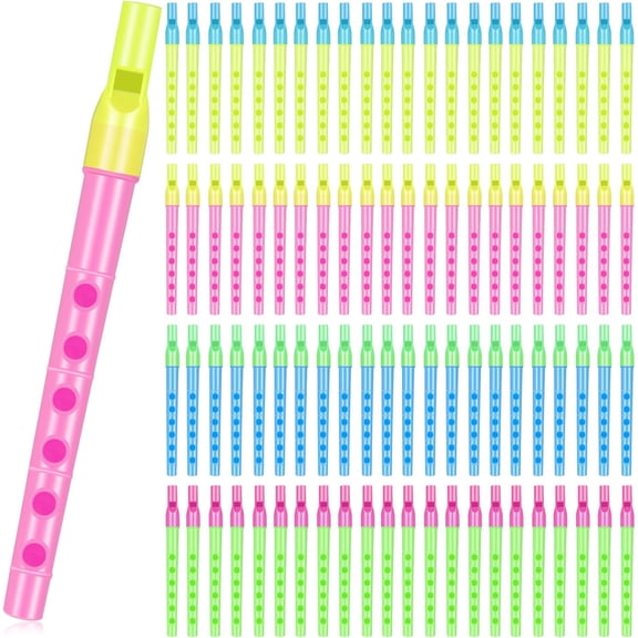 UXCPM-100 Pcs Musical Recorder Bulk 6 Hole Plastic Recorders Kids Flute Music Instruments Descant Soprano Baroque Style Little Plastic Clarinet for Kids Student School Approved Beginner Gift