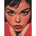 thumbnail image 1 of UXIEQU 12x16 Inch 2D Flat A Little Bonjour Wall Art Pink Red Pop Art Funny Living Room Gallery Decor, 1 of 8