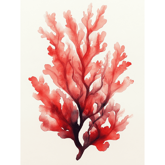 UXIEQU 12x16 Inch 2D Flat Abstract Red Coral Watercolor Wall Art Oceanic Coastal Minimalist Home Decor