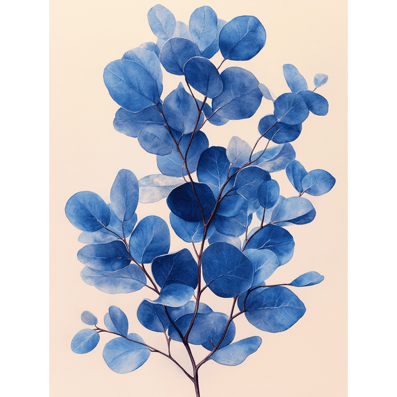 UXIEQU 12x16 Inch 2D Flat Blue Eucalyptus Watercolor Wall Art Minimalist Botanical Modern Leaf Home Decor