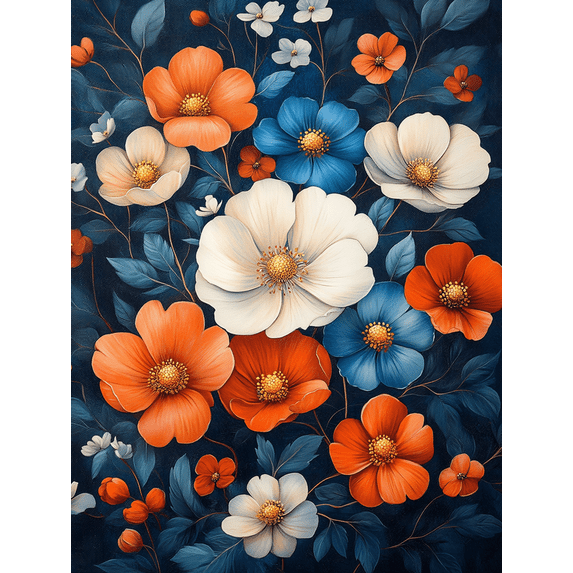 UXIEQU 12x16 Inch 2D Flat Colorful Botanical Wall Art Maximalist Living Room Bedroom Canvas Decor