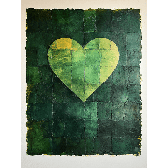 UXIEQU 12x16 Inch 2D Flat Green Love Quote Wall Art Heart Minimalist Bedroom Couples Gift Home Decor