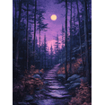thumbnail image 1 of UXIEQU 12x16 Inch 2D Flat Moonlit Forest Path Wall Art Purple Blue Woodland Nature Inspired Home Decor, 1 of 8