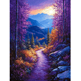 thumbnail image 1 of UXIEQU 12x16 Inch 2D Flat Moonlit Forest Path Wall Art Purple Blue Woodland Tranquil Nature Home Decor, 1 of 8