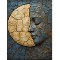 thumbnail image 1 of UXIEQU 12x16 Inch 2D Flat Sun Moon Cracked Texture Wall Art Celestial Rustic Spiritual Boho Home Decor, 1 of 8