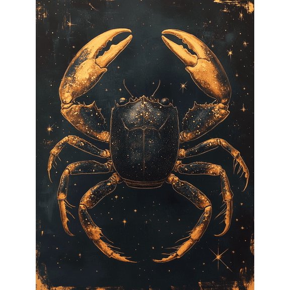 UXIEQU 12x16 Inch Black Gold Cancer Zodiac Canvas Wall Art Astrology Decor
