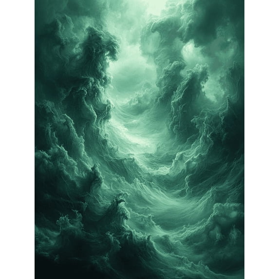 UXIEQU 12x16 Inch Emerald Green Clouds Canvas Wall Art Minimalist Moody Decor