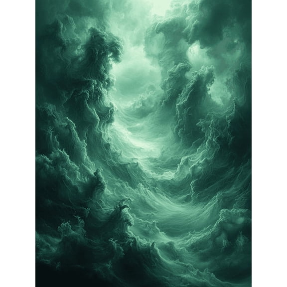 UXIEQU 12x16 Inch Emerald Green Clouds Canvas Wall Art Minimalist Moody Decor
