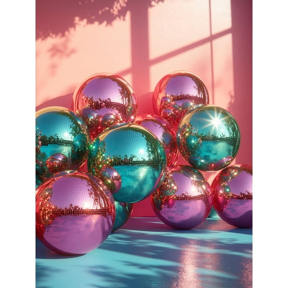 UXIEQU 12x16 Inch Emerald Green Disco Balls Canvas Wall Art Maximalist Home Decor