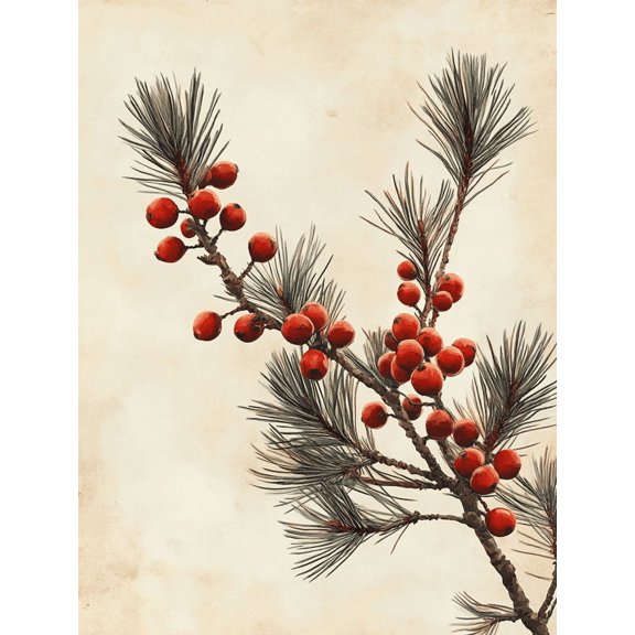 UXIEQU 12x16 Inch Juniper Berry Botanical Canvas Wall Art Rustic Farmhouse Decor