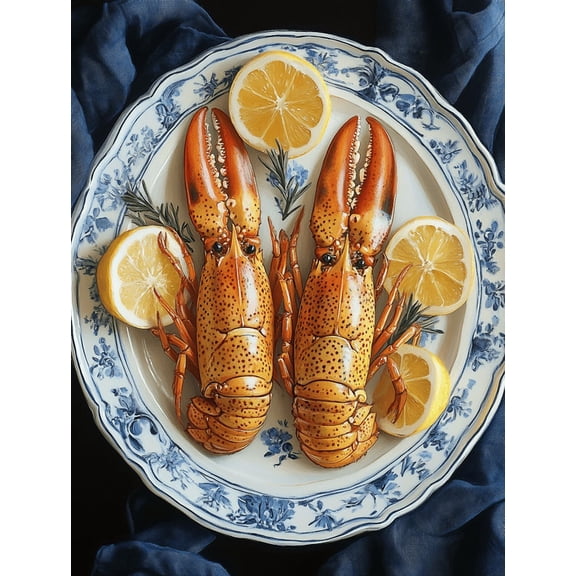 UXIEQU 12x16 Inch Lobster Seafood Art Canvas Wall Art Kitchen Cottage Decor