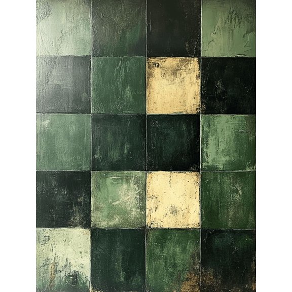 UXIEQU 12x16 Inch Sage Green Checkered Canvas Wall Art Minimalist Trendy Decor