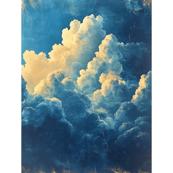 UXIEQU 12x16 Inch Vintage Dark Blue Cloud Canvas Wall Art Farmhouse Sky Decor