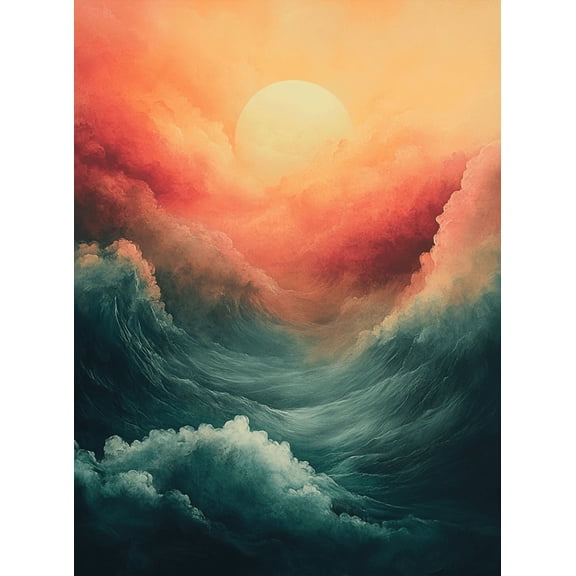 UXIEQU 2D Flat Emerald Green Pink Cloud Wall Art, Minimalist Abstract Print, 15.75x11.81 Inches Living Room Bedroom Decor