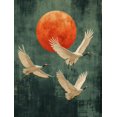 thumbnail image 1 of UXIEQU 2D Flat Sage Green Japanese Cranes Wall Art, Moon Bird Minimalist Japandi Print, 15.75x11.81 Inches Living Room Gift Decor, 1 of 8
