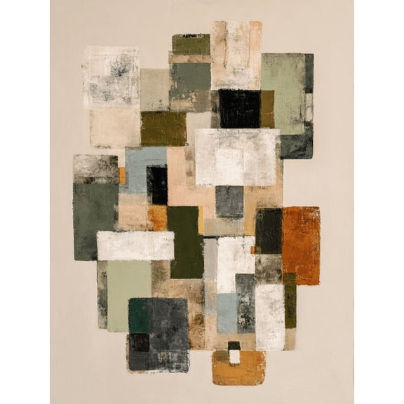 UXIEQU Abstract Geometric Blocks Canvas Wall Art Print 15.75x11.81 Inches