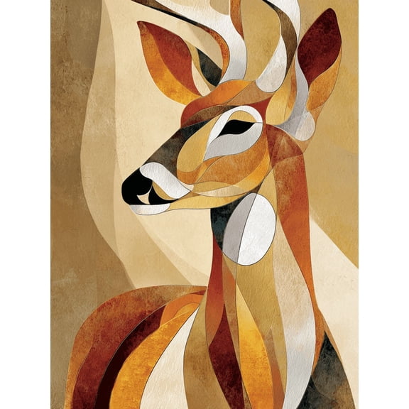 UXIEQU Abstract Geometric Deer Canvas Wall Art Print 15.75x11.81 Inches