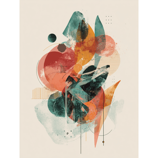 UXIEQU Abstract Shapes Canvas Wall Art Print 15.75x11.81 Inches ...