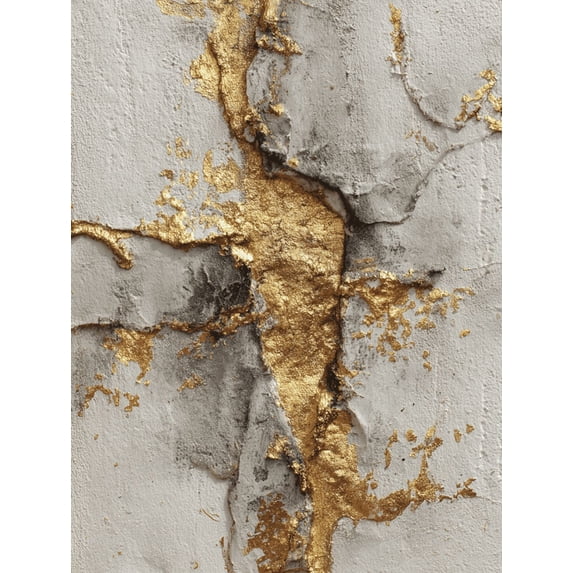 UXIEQU Abstract Textured Gold Leaf Canvas Wall Art Print 15.75x11.81 Inches
