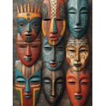 thumbnail image 1 of UXIEQU African Tribal Masks Canvas Wall Art 15.75x11.81 Inches, 1 of 8