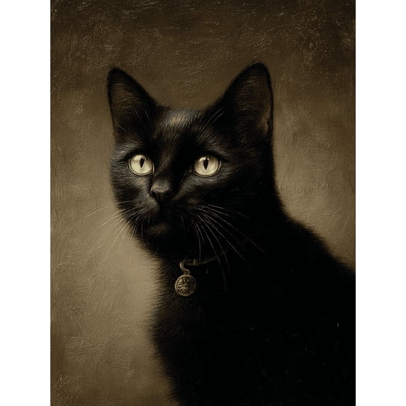 UXIEQU Black Cat Portrait Canvas Wall Art Print 15.75x11.81 Inches