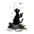 thumbnail image 1 of UXIEQU Black Cat Reading Canvas Wall Art Print 15.75x11.81 Inches, 1 of 8