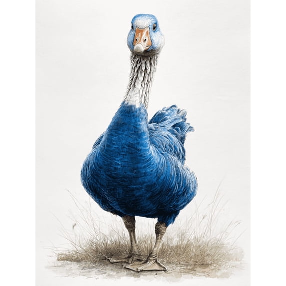 UXIEQU Blue Goose Painting Canvas Wall Art Print 15.75x11.81 Inches